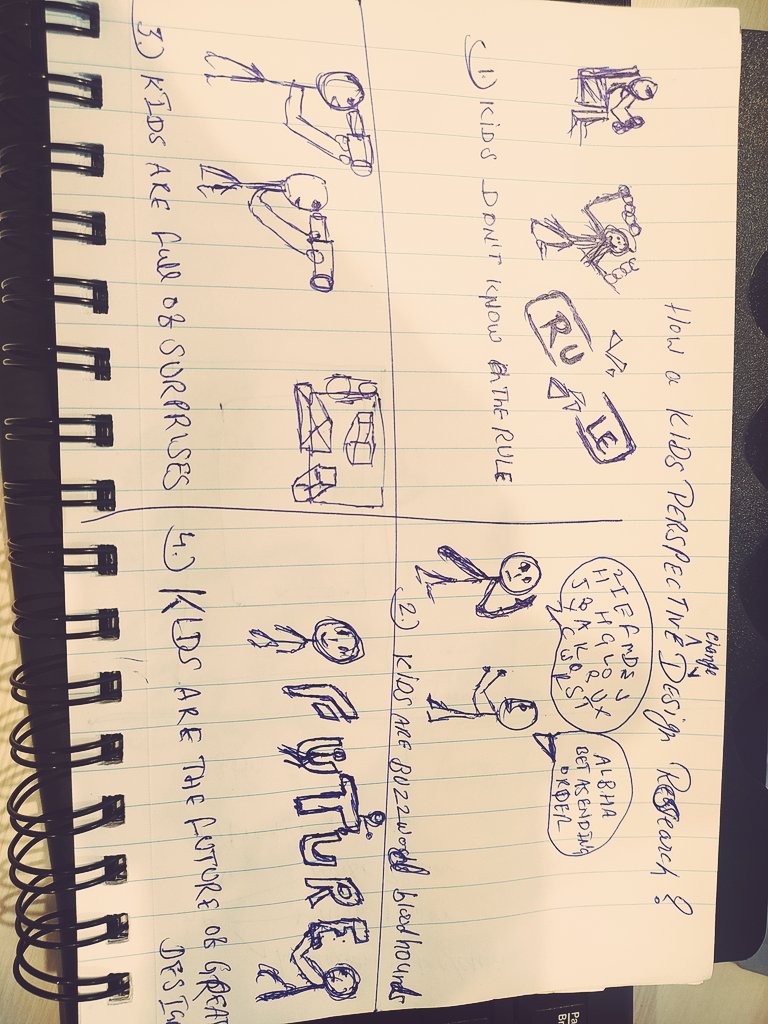 PradumanDubey15's tweet photo. - How a Kids perspective improves Design Research?? 

1.) Kids don't know the rules. 
2.) Kids are buzzword bloodhounds. 
3.)Kids are full of surprises ( different perspective) 
4.)Kids are future of great design. 

@ideo #design #ux_research #ArtistOnTwitter #uiuxdesign #sketch https://t.co/4p3xboOWGv