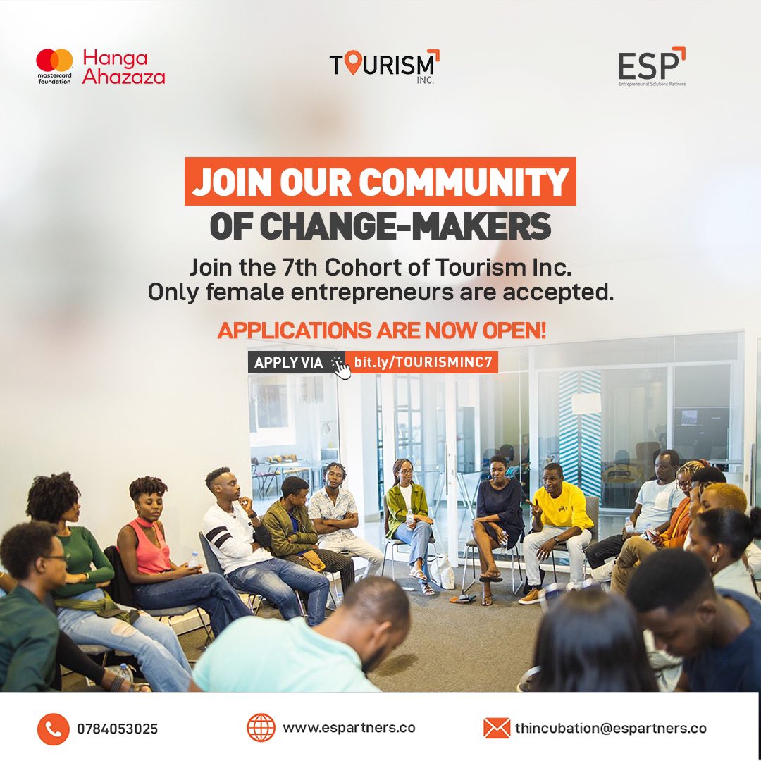 CALL FOR APPLICATIONS 📣
Join Cohort 7 of the Tourism Inc program today! This is a chance for Rwandan female entrepreneurs to join our community and take their business to the next level with access to technical &amp; financial support and much more.
