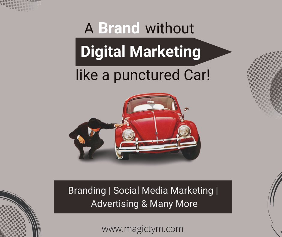 magictym's tweet photo. A brand without Digital Marketing likes a punctured car!

Get Found By Your Customers With Digital Marketing
Contact Us- info@magictym.com

#seoservice #seo #digitalmarketing #searchengineoptimization #seoexpert #seooptimization #seotips  #seoagency #socialmediamarketing https://t.co/NLiUFuqkQx