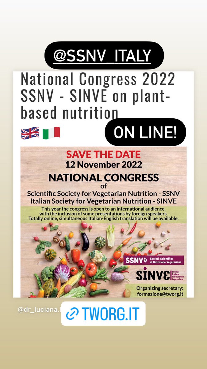 NATIONAL CONGRESS 2022 SSNV - SINVE ON PLANT-BASED NUTRITION

REGISTRATION AT: 

tworg.it/site/evento_59…