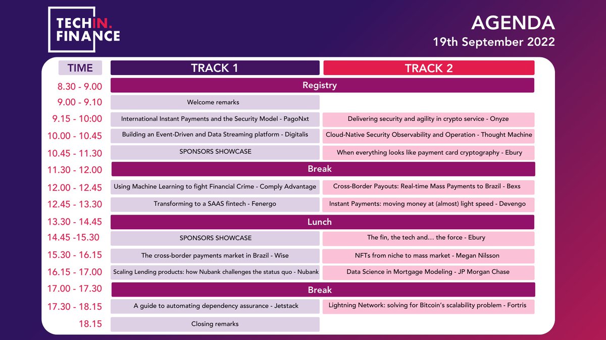 ⚡You are very welcome to scan the QR in your accreditation card to check the agenda for Track 1 and Track 2 today, but we are also sharing it here😏 bit.ly/3ShqSdz #TIF2022 And see image for short version👇