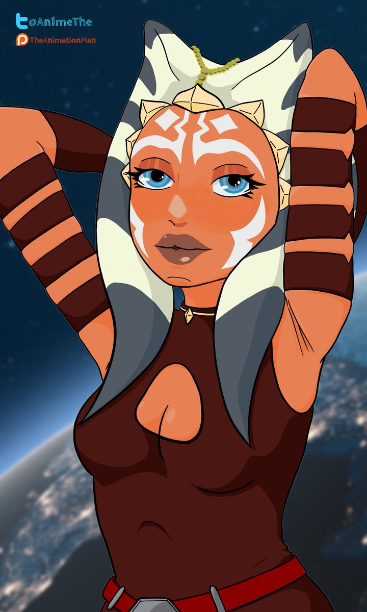 An1meThe's tweet photo. And here she is 🥰 pretty happy with how she turned out considering 3D to 2D terrifies me for figuring out...Hope you like her. There's a link to 2 more versions on my Patreon 😉 Hope you guys like her as much as I do! #art #Ahsoka #starwars #fyp #fypシ #trending #anime #hotalien https://t.co/HfxcTxaDR3