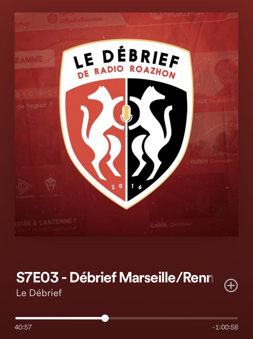 🎙 Le débrief de #OMSRFC et #SRFCFEN est disponible en podcast, avec 2 beaux débats autour des perfs de D.Doué et L.Ugochukwu 🕺

Spotify ➯ spoti.fi/3BbV299
Apple Podcast ➯ apple.co/3bUCzDC
Autres plateformes ➯ il.ink/radio_roazhon

#LeDebriefRR