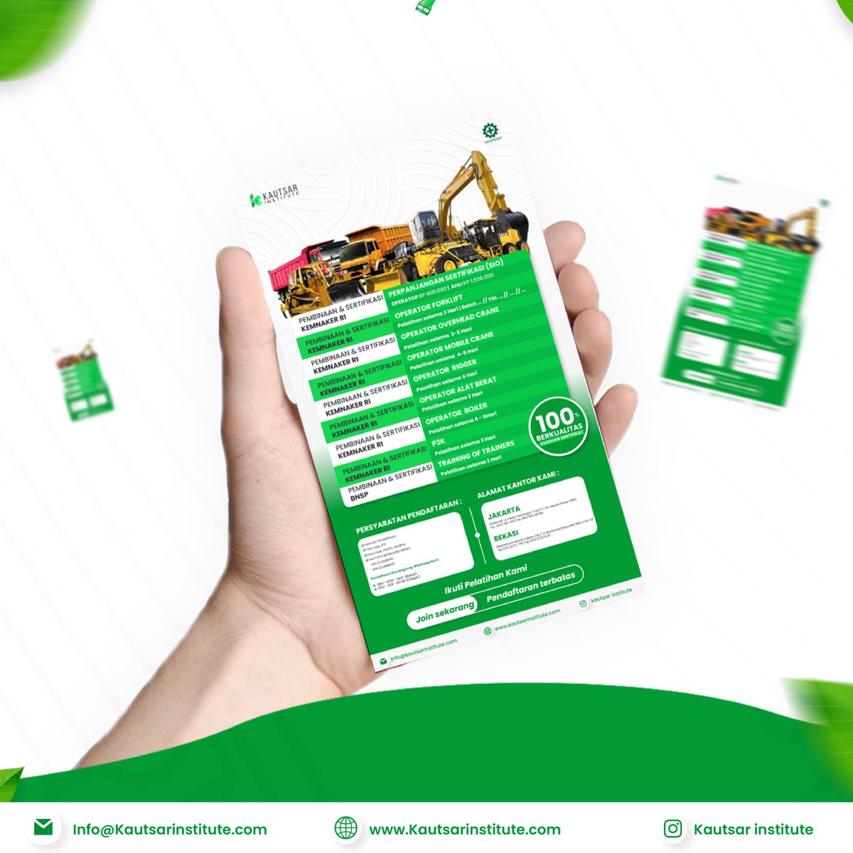 Kautsar_IP's tweet photo. Turn On Post Notification &amp; Follow account @kautsar_intiprima untuk mendapatkan update tentang Jadwal Online Training PT. KAUTSAR INSTITUTE
.
.
#kautsar #forklift #pelatihank3 #pelatihank3umum #kemnaker #kemnakerri #safetyfirst #safety #ohc #overheadcrane #sertifikat #alatberat https://t.co/PGFIWbNgWP