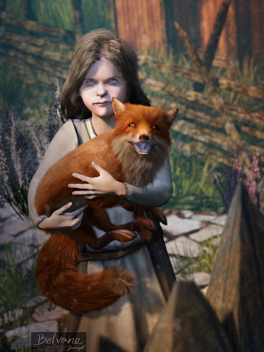 Belvane's tweet photo. The quest writing in #LOTRO is one that touches me every time anew. The stories are incredibly touching.

Saburg is a little Rohirrim girl who refuses to evacuate from Edoras because she's worried the fox she's been caring for will feel lonely. This is my tribute to her heart. https://t.co/DpL5EAp40Y