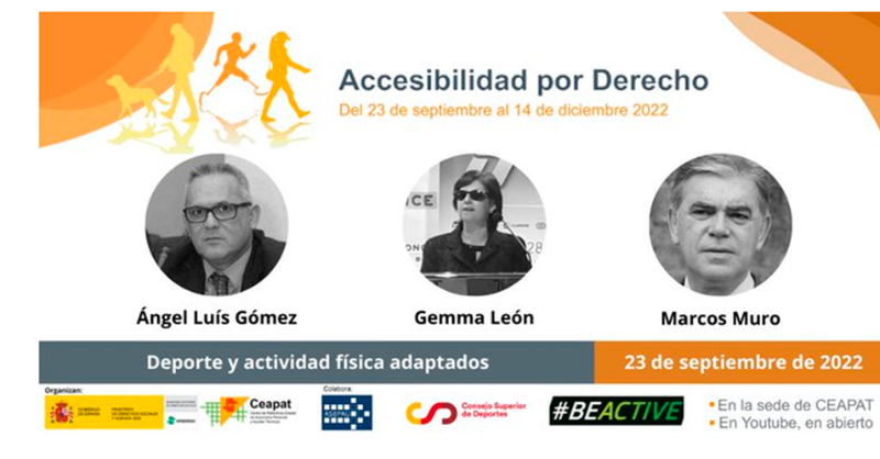ONCE_oficial's tweet photo. Llegan los Seminarios de #AccesibilidadporDerecho del @Ceapat Deporte y Actividad Física Adaptada👇
🗓️23/09
📍 #CEAPAT
🔴 YouTube
#FEDC @Paralimpicos @asepau #BeActive @Imserso #DeporteInclusivo @deportegob @Catedracedi @FDMESCYL @Fund_Tambien @FSegundaParte @bilbaokirolak