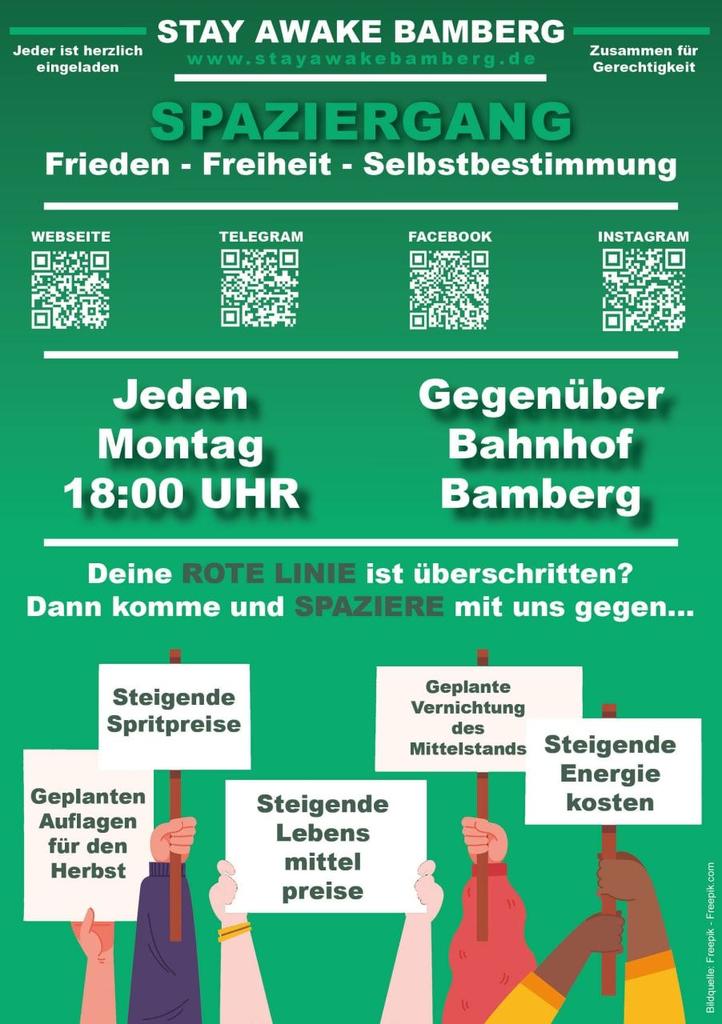 webaxvita's tweet photo. @rebew_lexa Wann ist Deine rote Linie erreicht? Deshalb - Komm am Montag 18 Uhr gegenüber vom Bahnhof zum Demozug.‼️‼️‼️
#BY
#Mo1909 #Mo2609 #Mo0310 #Mo1010 #Mo1710 #Mo2410 #Mo3110 #montags
#Bamberg https://t.co/KAseTokdDP