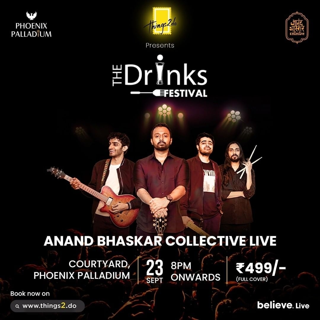 @phoenixpalladium #TheDrinksFest by @things2doinmumbai on Sept 23, 8 pm Courtyard, Phoenix Palladium.
Passes on Things2Do | BookMyShow | PaytmInsider ​

#PhoenixPalladium #Things2DoInMumbai #AnandBhaskarCollective #TheDrinksFestival #LiveMusic #MumbaiEvent #LiveEvent #Mumbai