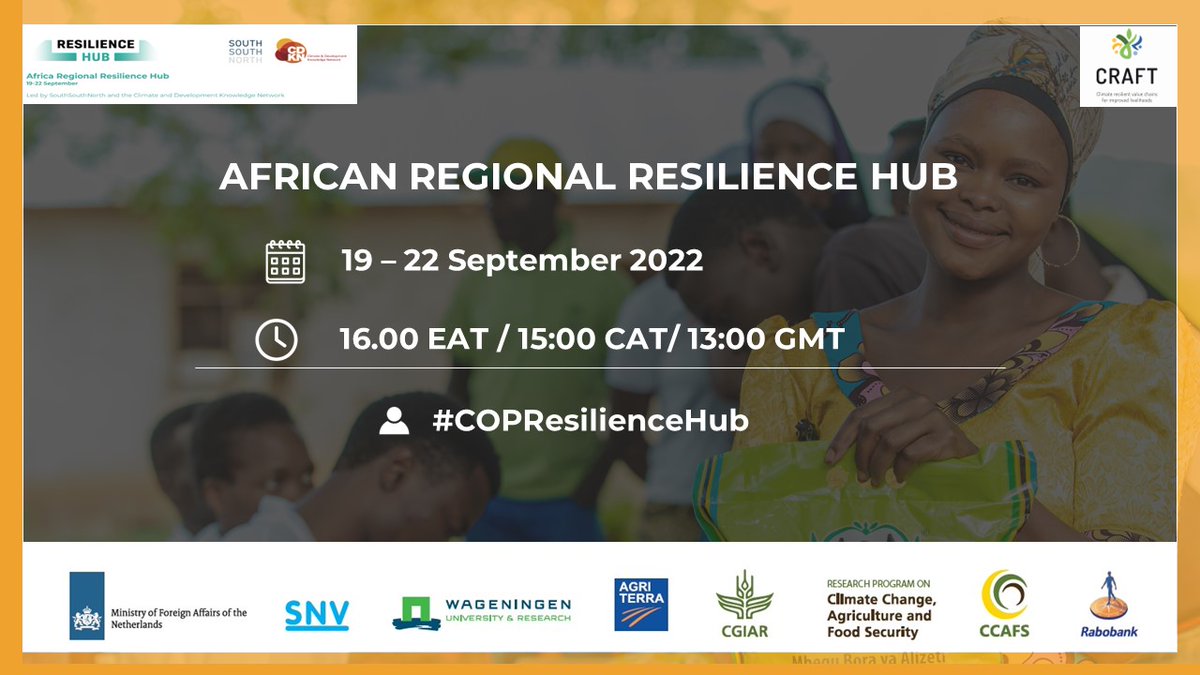 _mosesAine's tweet photo. #CountDown
It’s #1DayTo @crafteastafrica's #COPResilienceHub side event on Promoting Climate Resilient Food Systems for Increased Agricultural Productivity & Food Security.
It's not late to register at https://t.co/QzTWovM1FY
🗓️ 20 Sep at 16.00 EAT /15:00 CAT/ 13:00 GMT https://t.co/t7MPE3h8Rg