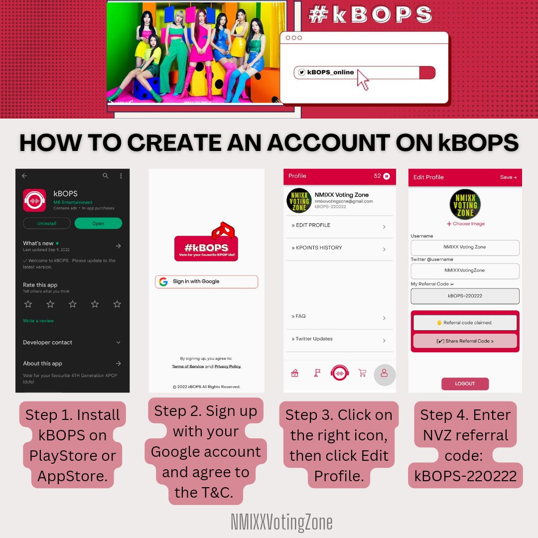 NMIXXVotingZone's tweet photo. [🗳️] kBOPS VOTING

WE NEED TO WIN THIS!
NSWERS, use our Referral Code: kBOPS-220222

🏆 1st Place
↳  up to 25K 💙 IDOLCHAMP
↳ 3 DAYS MV (Youtube/Instagram ADs)

📱80% APP votes
↳ https://t.co/7ejDKV22rV

🔗 20% Website votes
↳ https://t.co/NgO6MrlHEB

⏰ Ends: 09/23, 2PM KST https://t.co/oMyv7fFBz1