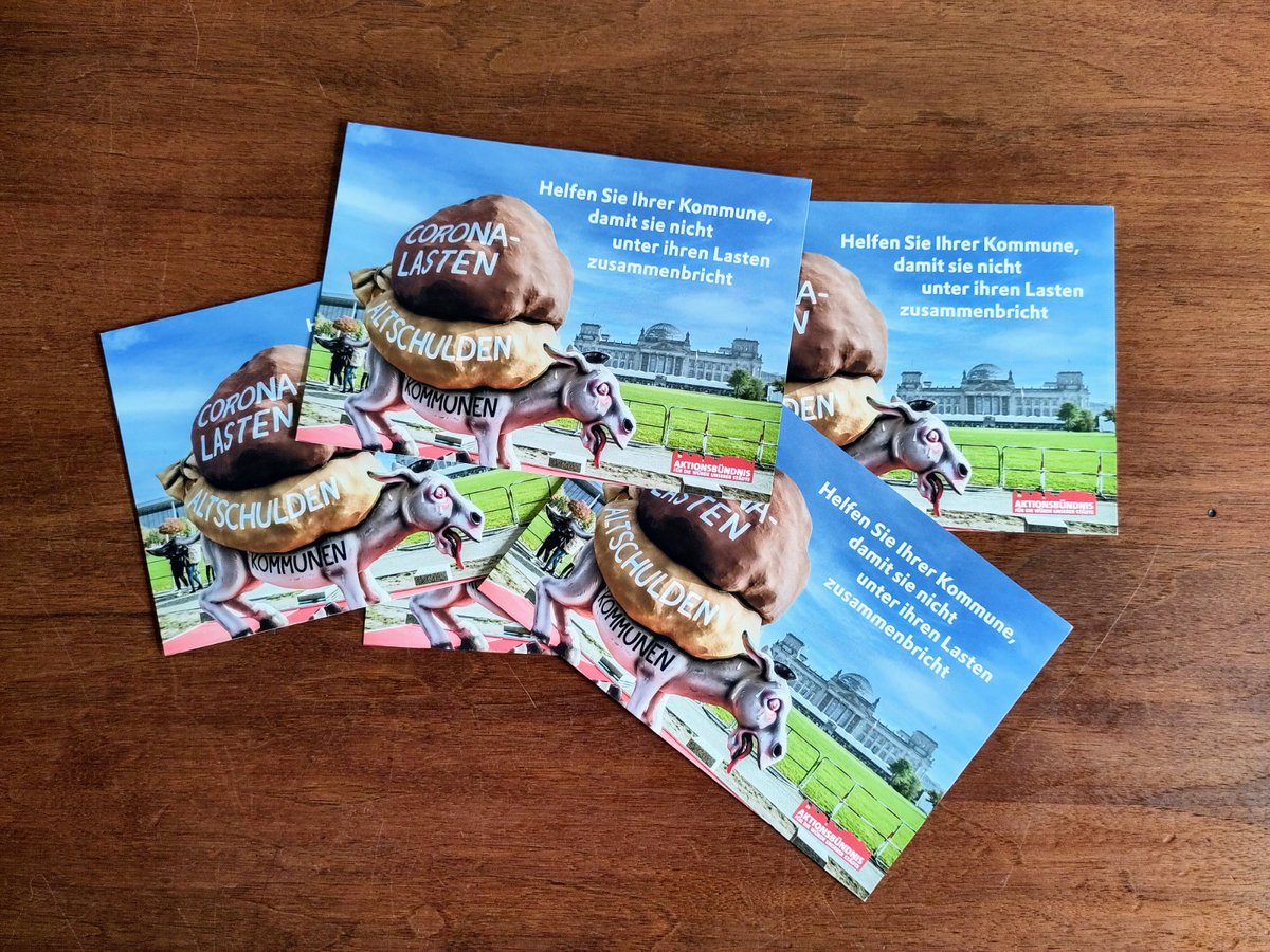 Bundestagsabgeordnete von SPD, Grünen und FDP erhalten in diesen Tagen eine ungewöhnliche Postkarte aus ihren Heimatkommunen. Die Absender erinnern sie daran, dass den finanzschwachen Kommunen Hilfe versprochen worden war und bisher nichts geschehen ist: fuerdiewuerde.de/neuigkeiten/po…