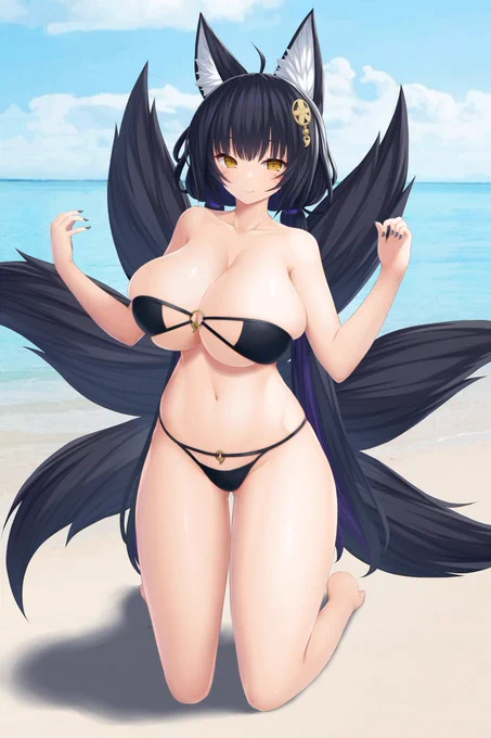 武蔵にどうしてもドスケベ水着を着せたかったので勝手に描きました!#アズールレーン #アズレン 