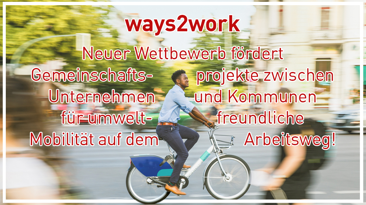 LAG21NRW's tweet photo. Arbeitswege umweltfreundlich machen - darum geht's im neuen Wettbewerb #ways2work von @UmweltNRW. Dafür sollen Kommunen + Unternehmen gemeinsame Sachen machen & zusammen Projekte entwickeln. 🚵♀️🚎 Mehr Infos: https://t.co/8UtR9DIpE4
#Arbeitsweg #Pendeln #Klimaschutz #Kommune #NRW https://t.co/iy5uNSvJxb
