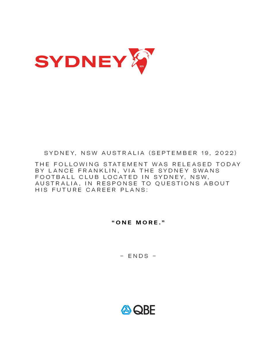 Sydney Swans (@sydneyswans) on Twitter photo "One more."
#Bloods "One more."
#Bloods