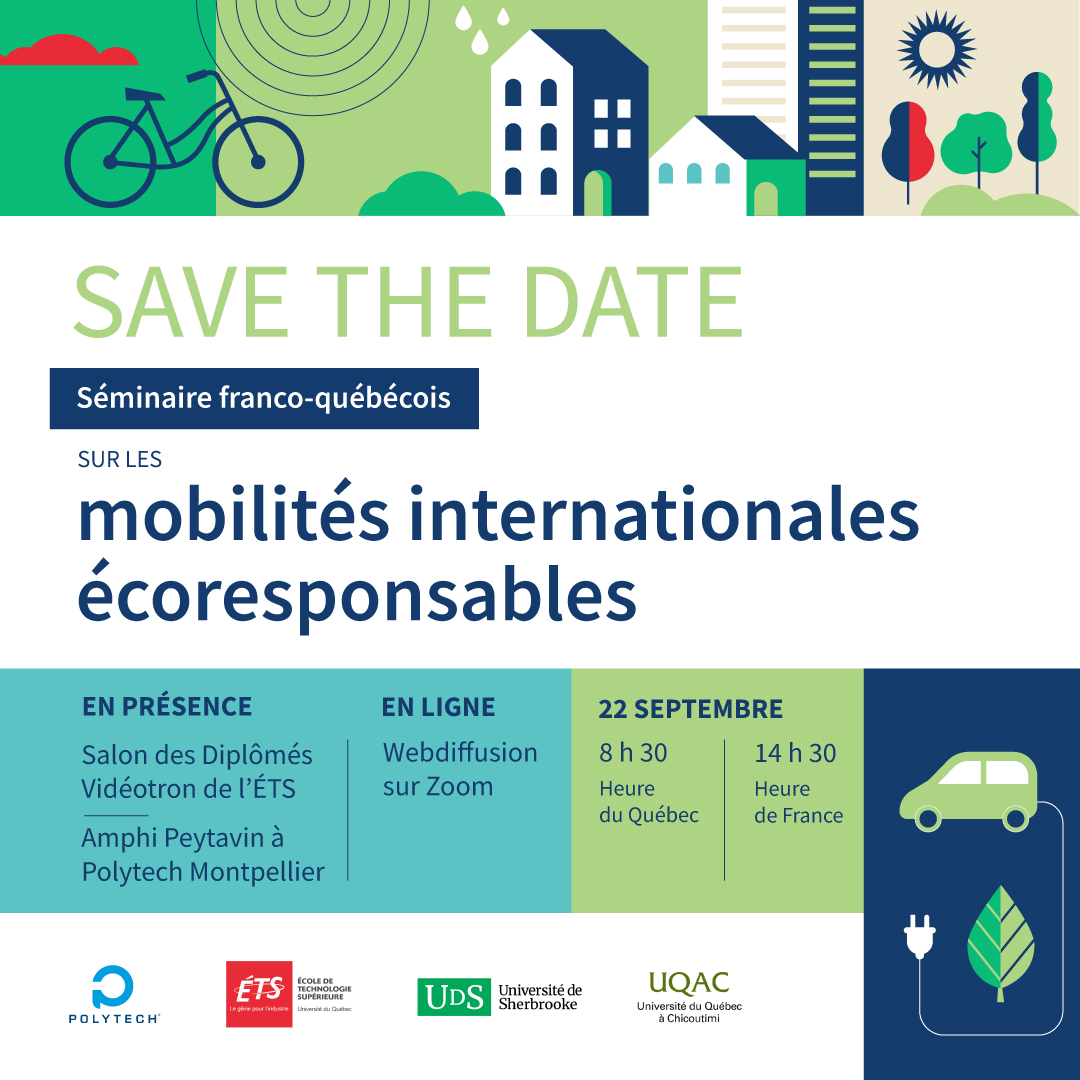 réseau Polytech (@reseaupolytech) on Twitter photo Participez au premier séminaire franco-québécois sur les mobilités écoresponsables en ligne ! 🌏
Ce séminaire hybride aura lieu le 22/09/2022, à partir de 14h30, en présentiel à <a href="/PolytechMontp/">Polytech Montpellier</a> et en distanciel sur Zoom.
➕d'infos : bit.ly/3qOEVvu Participez au premier séminaire franco-québécois sur les mobilités écoresponsables en ligne ! 🌏
Ce séminaire hybride aura lieu le 22/09/2022, à partir de 14h30, en présentiel à <a href="/PolytechMontp/">Polytech Montpellier</a> et en distanciel sur Zoom.
➕d'infos : bit.ly/3qOEVvu