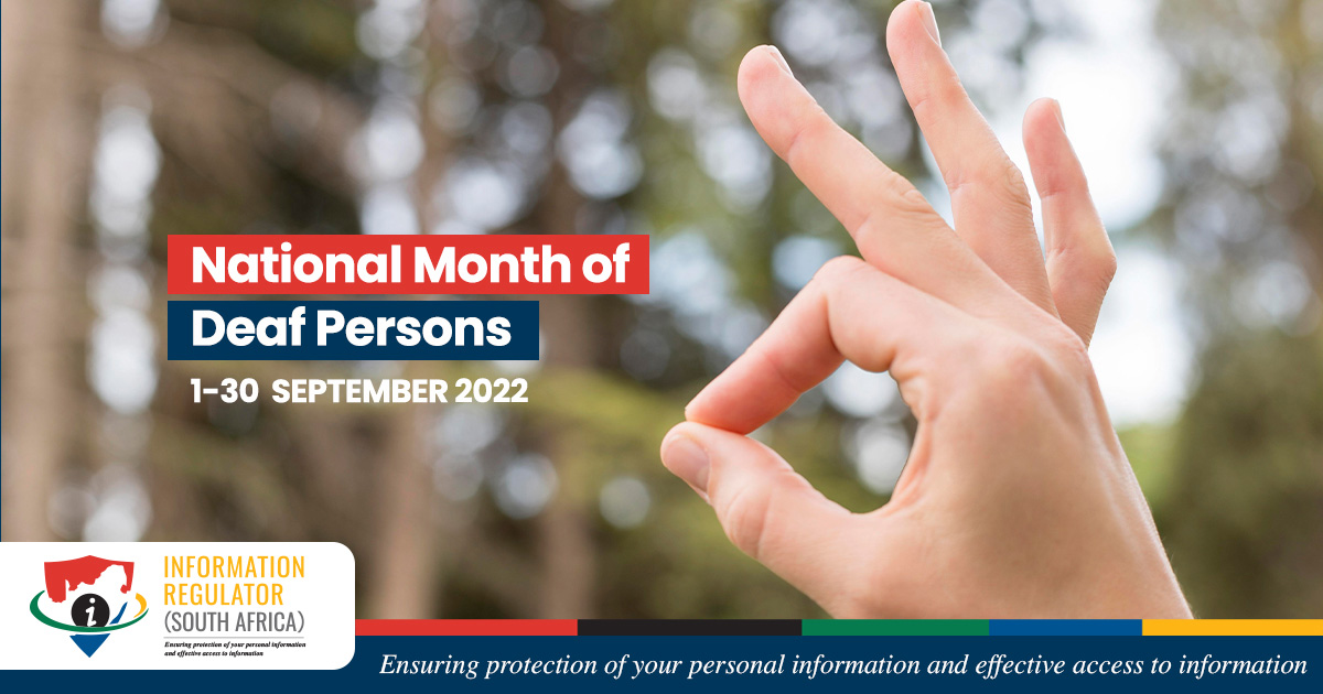 We all have a part to play in strengthening efforts for inclusion, equal access to information, & the participation of people with disabilities. Let us promote the diversity of sign languages and cultures.#IWDP2022 #deaf #IDUAI2022 #DisabilityRightsSA #NationalMonthofDeafPeople