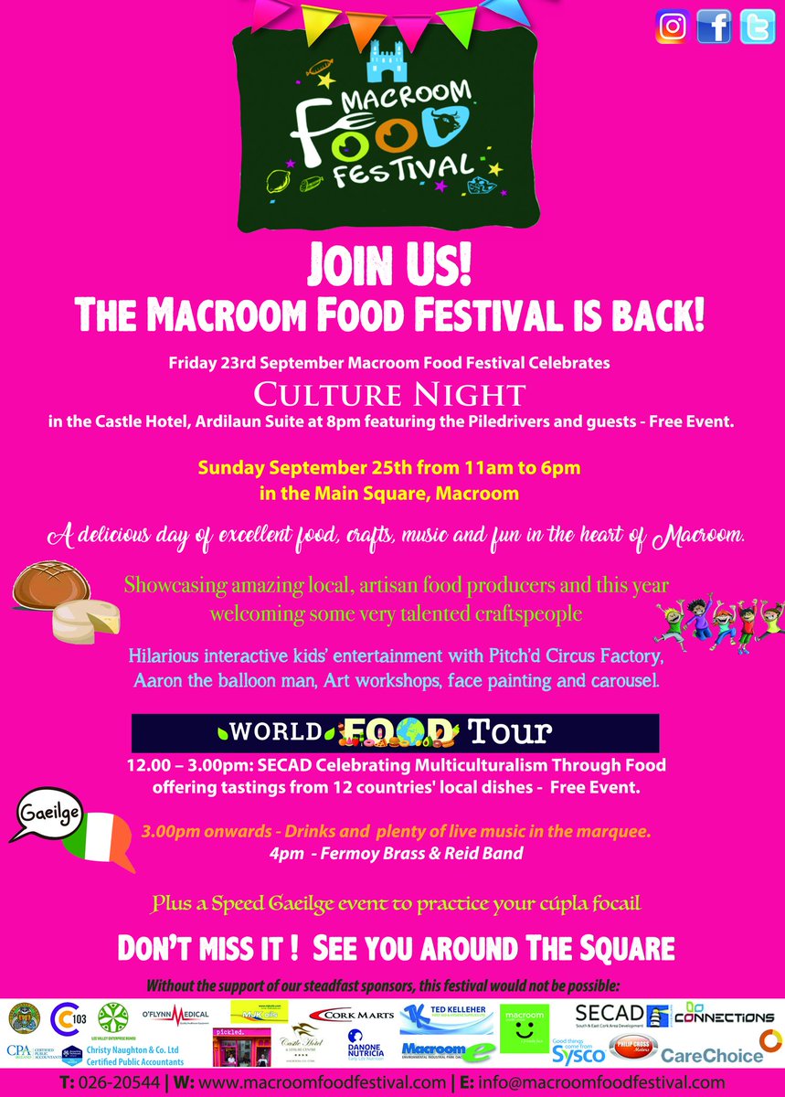 Macroom Food Fest is back. Come join us next Sunday 25th September #macroomfoodfest #cork #corkfood #macroom #goodfood