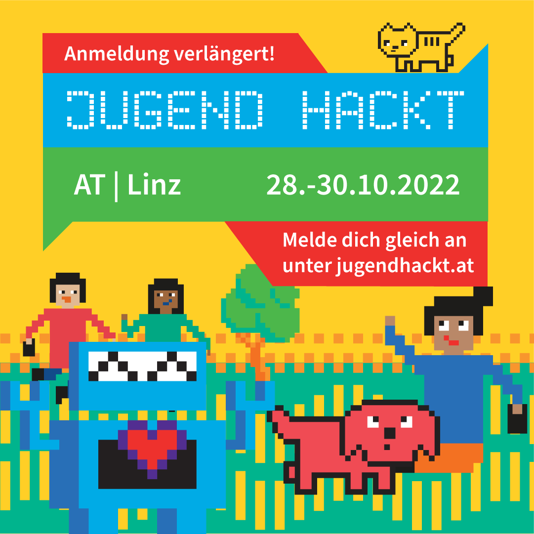 👁️👄👁️
Du kennst jemanden der zwischen 12 und 18 Jahren ist und sich mit Technik und Medien auseinandersetzt? Dann worauf wartest du, erzähl der Person von diesem Hackathon und schick auch noch gleich diesen Weblink jugendhackt.at für weitere Infos und Anmeldung!