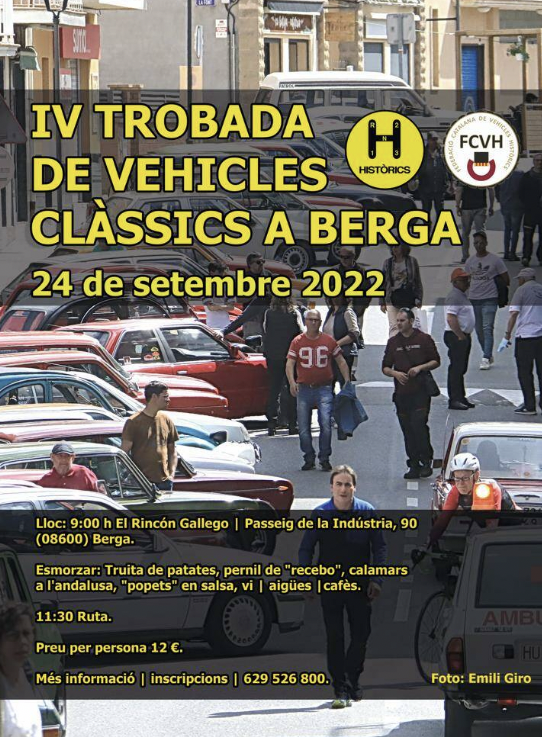 IV Trobada de Vehicles Clàssics a Berga 😁 

Aquest dissatbe 24 de setembre podreu gaudir de la IV Trobada de #VehiclesClàssics a #Berga organitzat pel nostre club federat, <a href="/historicsorg/">Històrics</a>. 

Inscriu-te ja i no et quedis sense viure l'experiència!