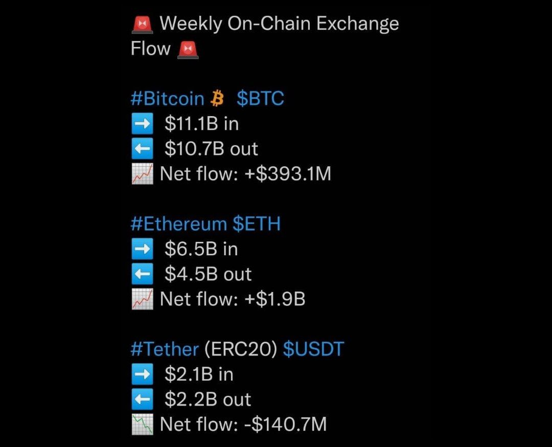 Morbit_trade's tweet photo. 📌گزارش هفتگی ورود و خروج بیتکوین، اتریوم و تتر به/از صرافی ها‼️

📈 #موربیت #بیتکویین #btc #bitcoin https://t.co/RjDSRra6Bx