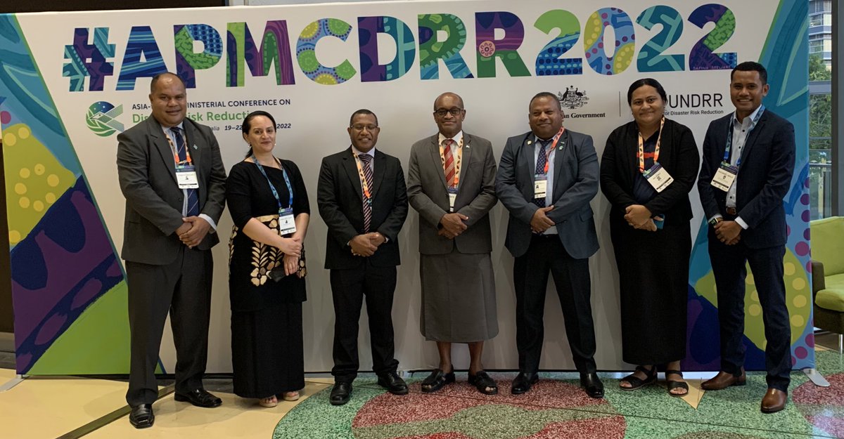 Team 🇫🇯 at the #APCMDRR led by @MRMDFiji Minister Hon. @ISeruiratu & @infra_fj Minister Hon. @JoneUsamate & a team comprising of senior officials from key agencies of Government doing important work in the #DRR space.