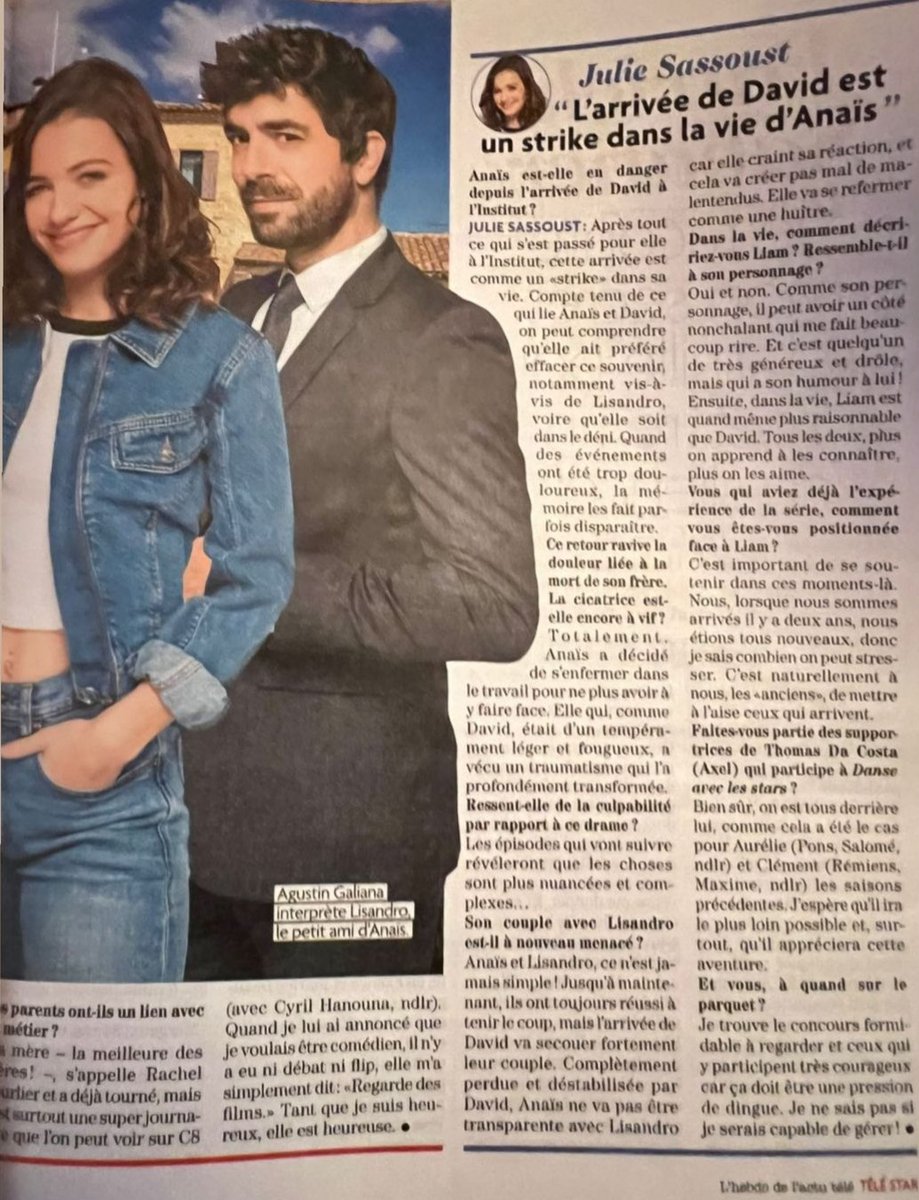 Salinascinthia4's tweet photo. En couverture et article de Télé Star  avec @agustingaliana et @SassoustJ https://t.co/J5rHtQjOhd