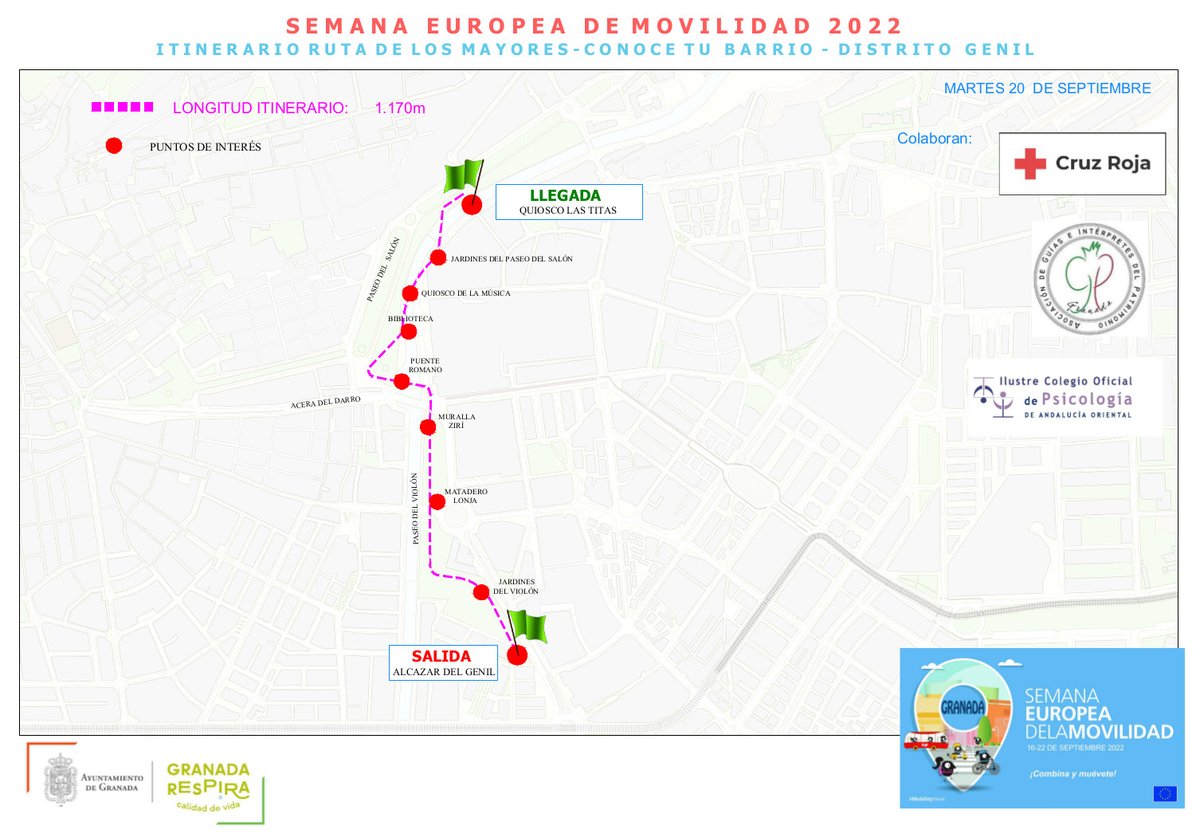 🧓🏻🚶🏻Ruta Conoce Tu Barrio a pie. El día 20 de septiembre a las 11:00, para fomento de la movilidad segura y sana para personas mayores. En colaboración con <a href="/CruzRojaGranada/">Cruz Roja Granada</a>, <a href="/AGIPGranada/">AGIP Granada</a>  y <a href="/COPORIENTAL/">Colegio Oficial de Psicología Andalucía Oriental</a> . movilidadgranada.com/articulo.php?i… #SEM2022 #mobilityweek