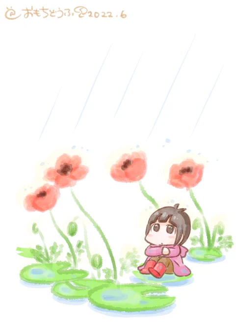 #どこかの誰かに刺さればそれで良い タグを拝借して、ひなみちゃん色々まとめ今日はお天気が悪いので、おうちでジョーフィッシュ気分のひなみちゃんです。。(((*'-`)#イラスト #こども #海 #お花 