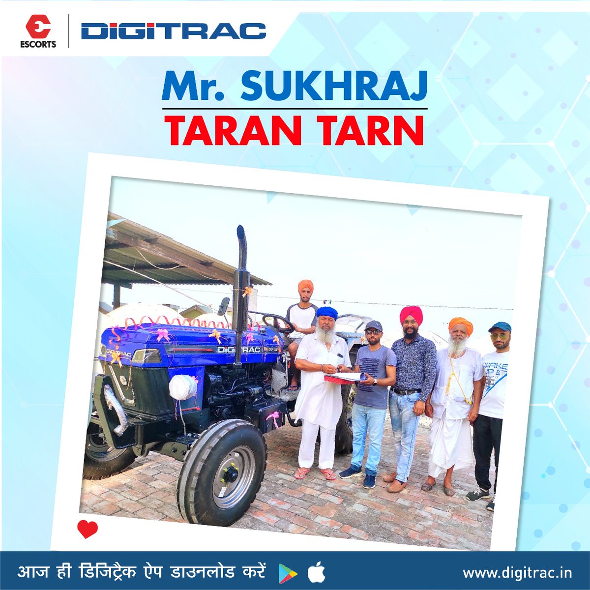 EscortsDigitrac's tweet image. तारन  तरन के श्री सुखराज  जी ने अपनाया ऑनलाइन ट्रैक्टर -डिजिट्रैक। इस ख़ुशी के मौके पर उन्हें शुभकामनाएं।

Android: goo.gl/PLdah5
IOS: apple.co/2HfQHt

#happycustomers #freehomedelivery #safehomedelivery #digitrac