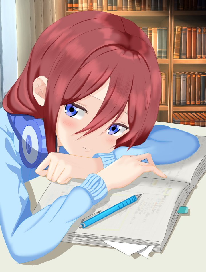 ShocolaさんがTwitterに投稿した中野三玖(五等分の花嫁)のイラスト。