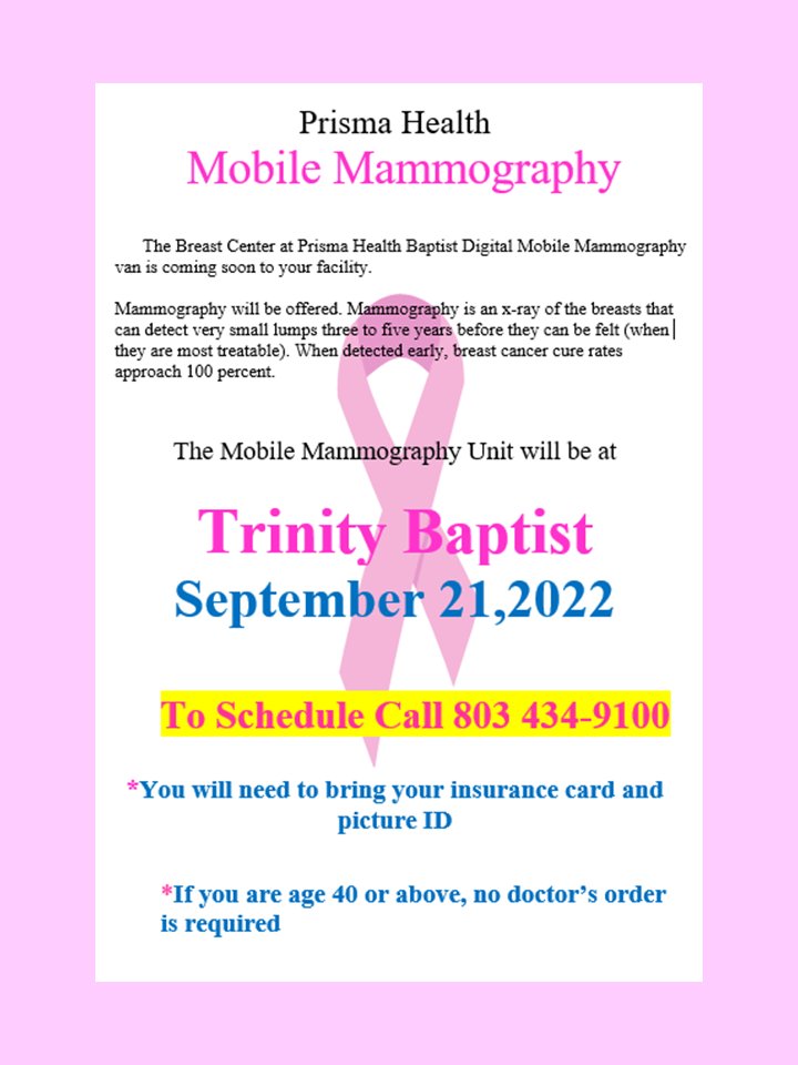ProjectTechSC's tweet photo. October is Breast Cancer Awareness Month
Prisma Health Mammography
September 21, 2022
Call to schedule: 803.434.9100
#breastcancerawareness
#ProjectTECH
#healthcare https://t.co/AtWcI8AYWT