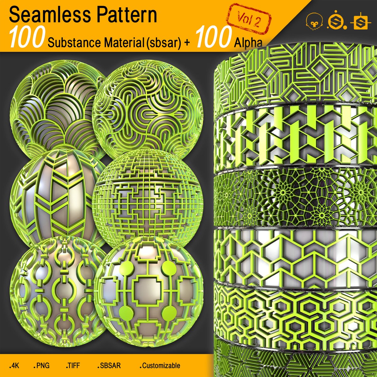 A_H_Saadat_1377's tweet photo. 100 Seamless Pattern + Alpha (4K) Vol 2

Artist: Amir Hossein Saadat

https://t.co/StPTIHFn0o

@ArtStationHQ 
#artstation #substancepainter #substancedesigner #marmoset #3dsmax #blender #2d #photoshop #seamless #tileable #pattern #alpha #4k #customizable #cg #material #texture https://t.co/3w07ViDGIo