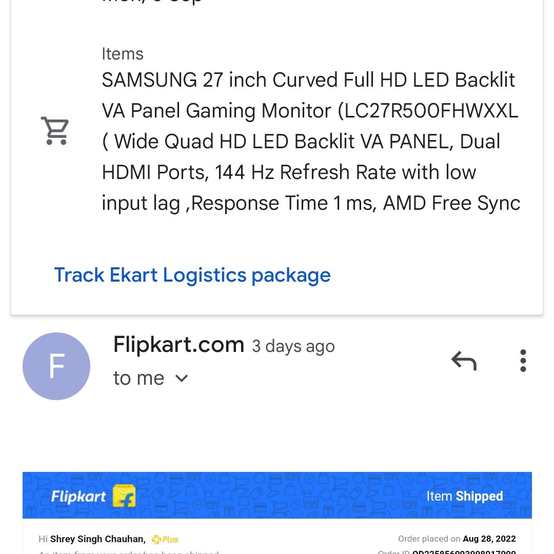 ShreySChauhan's tweet photo. I ordered a Samsung monitor from flipkart after reading the specifications available on flipkart. Apparently when the product arrived I got to know that the product information that was provided on FK was false and completely different from the actual product.

@jagograhakjago https://t.co/XkAvSysfQN