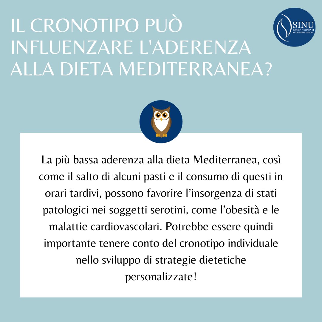 SINU_Italia's tweet photo. 📚In uno studio, pubblicato recentemente su NMCD, alcuni ricercatori dell’ @UNI_FIRENZE si sono chiesti se il #cronotipo potesse influenzare l’aderenza al regime Mediterraneo🍎
👉https://t.co/PnRiOPVqYD https://t.co/WxMve38JYT