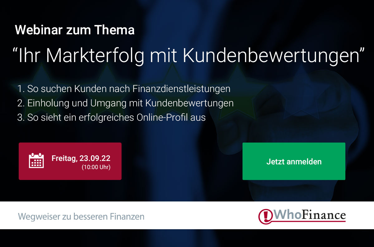 WhoFinance's tweet photo. Gern möchten wir Finanzberater:innen zum Webinar „Ihr Markterfolg mit Kundenbewertungen“ einladen.

Falls Sie teilnehmen möchten, schreiben Sie gerne eine E-Mail mit Ihrem Wunschtermin an kontakt@whofinance.de oder antworten auf diese E-Mail.

#Finanzberatung #Digitalisierung https://t.co/msOayrk8KX