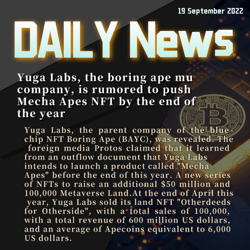 Yuga Labs, the boring ape mu company, is rumored to push Mecha Apes NFT by the end of the year

✅ Follow 
<a href="/thesecurecrypto/">Secure Crypto</a>

✅ Like and RT our Tweet

#YugaLabs #NFT #CryptoNews