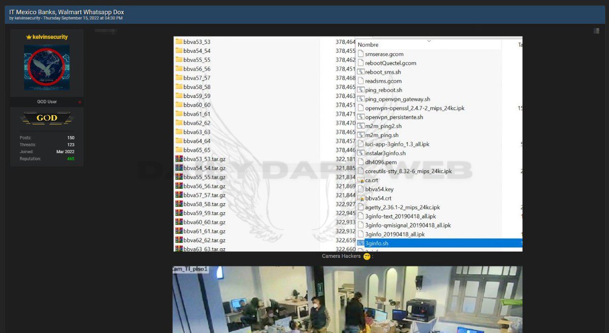 DailyDarkWeb's tweet photo. #Mexico 🇲🇽 - Sensitive Data of Mexican Banks and Walmart are #Leaked by KelvinSecurity #Databreacher
This dataset include Media Files, Documents, Messages, Audio, Video and audio messages.
#darkweb https://t.co/420NKgDGPz