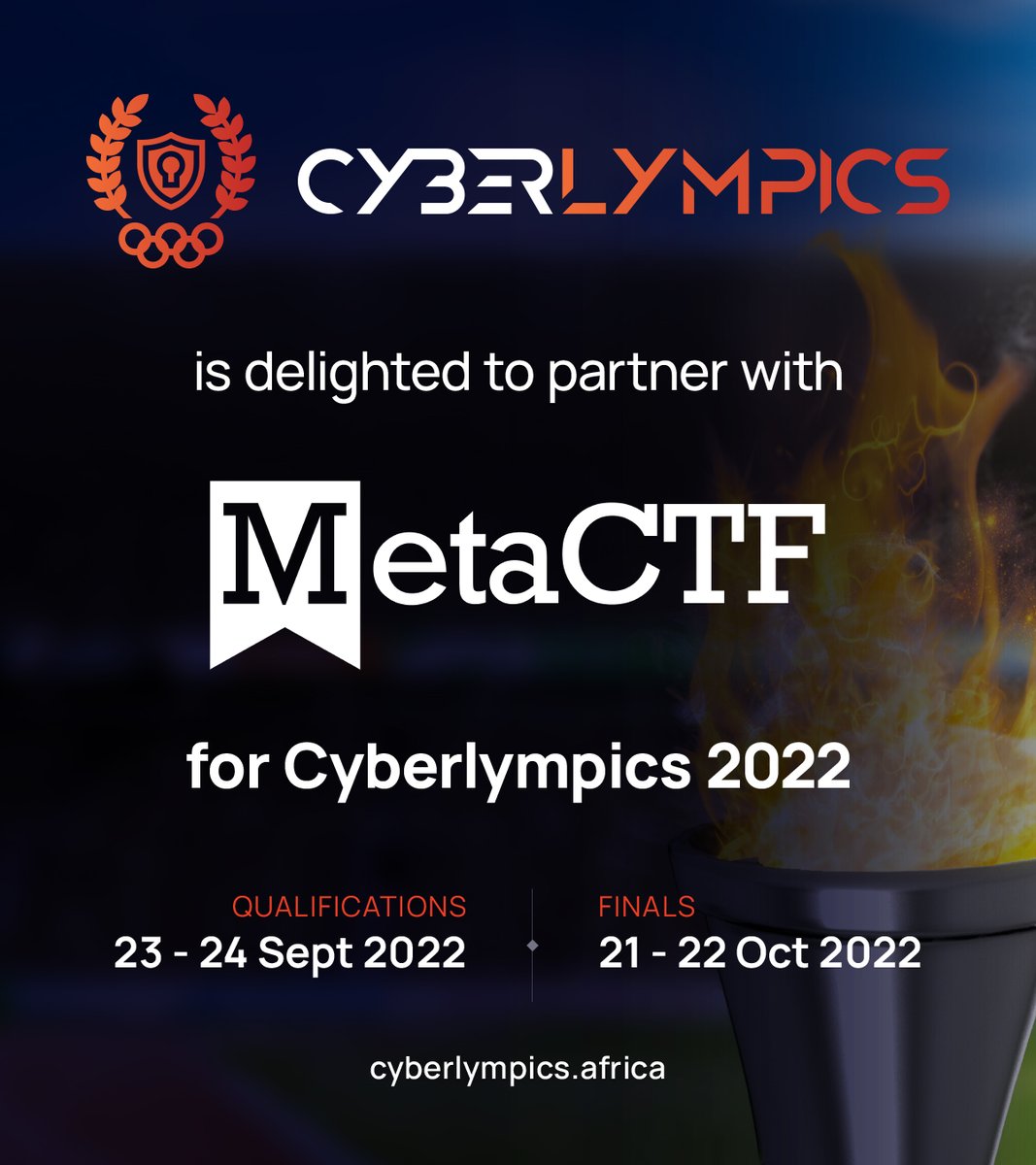 AcdfNetworks's tweet photo. We are delighted to partner with @MetaCTF for Cyberlympics 2022.
This year's Cyberlympics will be held during #CybersecurityAwarenessMonth on 21 & 22 Oct 2022.
Visit https://t.co/zTmWnVdKSo or email us on info@africacyberdefenseforum.com
#cybersecurity #competition #MetaCTF https://t.co/Hi8XA2dVRs