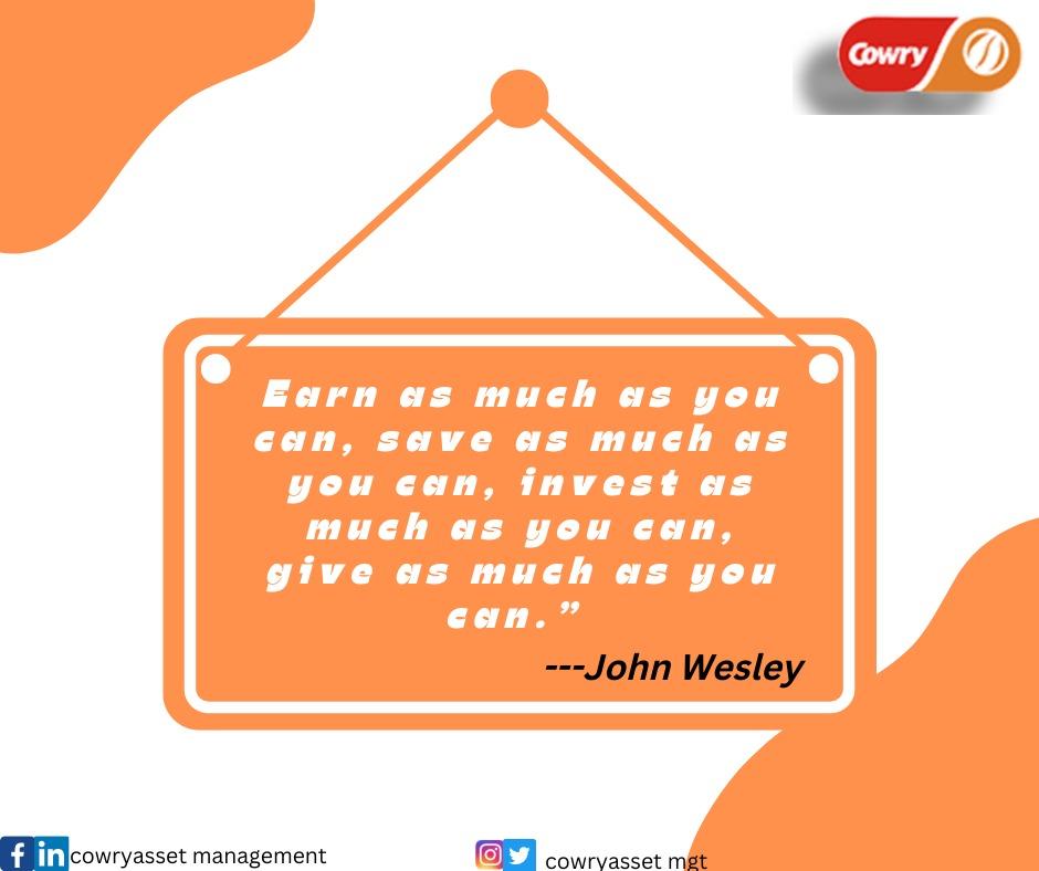 CowryAssetMgt's tweet photo. Hello Monday! 😊

This week, ensure to do the following:

Earn as much as you can
Save as much as you can
Invest as much as you can
Give as much as you can

#investment 
#monday 
#cowryassetmanagement https://t.co/1nvfE0AsB9