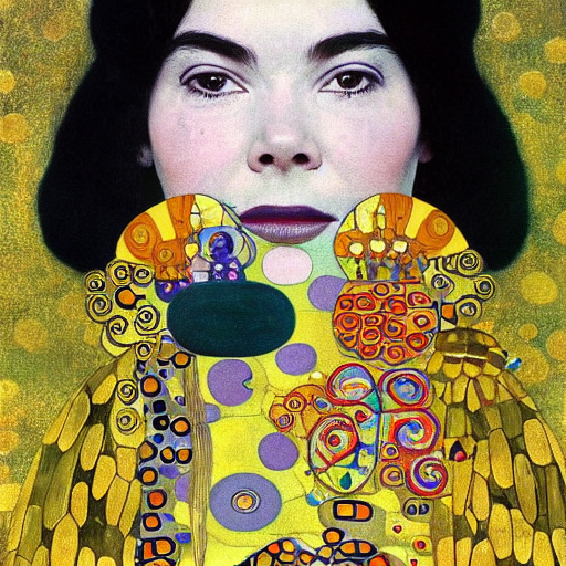 ai_curio_bot's tweet photo. portrait of björk by gustav klimt https://t.co/VLYb8Jqjxq