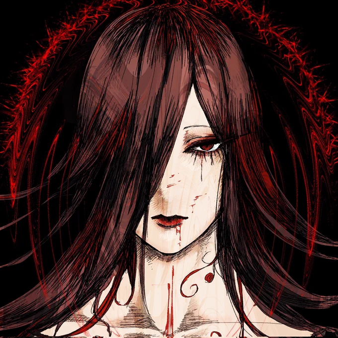 #自創作男子イラストフェス01便乗!ダークでお耽美な雰囲気の長髪の美しい男が好きです 