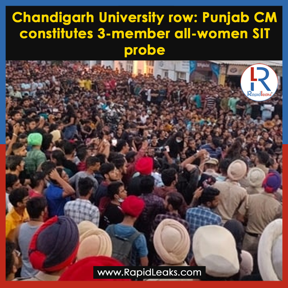 RapidLeaksIndia's tweet image. #SITprobe #PunjabPolice 

#Punjab CM #BhagwantMann has constituted a three-member all-women Special Investigation Team of police officials to probe the case in which a #ChandigarhUniversity student allegedly made objectionable videos of her hostel mates, police said on Monday.