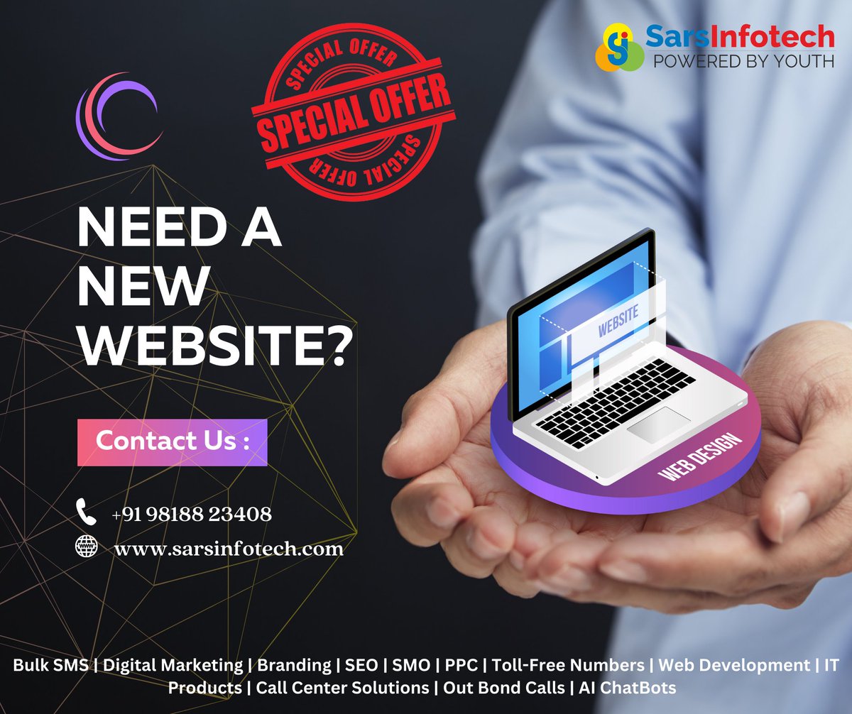 SarsInfotech's tweet photo. If you want to create a website on a limited budget, there's no website builder cheaper than Sars Infotech Pvt Ltd Prices start from 2999/-

 #website #websites #websitedesign #websitebuilder #websitedevelopment #website #websitedesign #websitelaunch #websitedesigner https://t.co/O6JMS0xteo