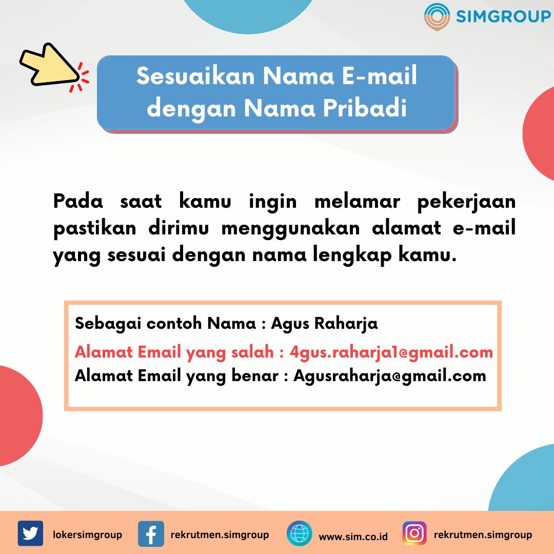 lokersimgroup's tweet photo. Halo para Jobseeker!
Kalian pasti sering menggunakan E-mail untuk mengirim CV kalian kepada para Rekruter ?
Eitss tapi kalian tau ga sih dalam mengirim CV lewat Email itu ada ATURAN nya!
Pada postingan ini, Simgroup memberikan tips tersebut.
#SIMGROUP #TIPSSIMGROUP #Email #CV https://t.co/E2LBUkh8Au