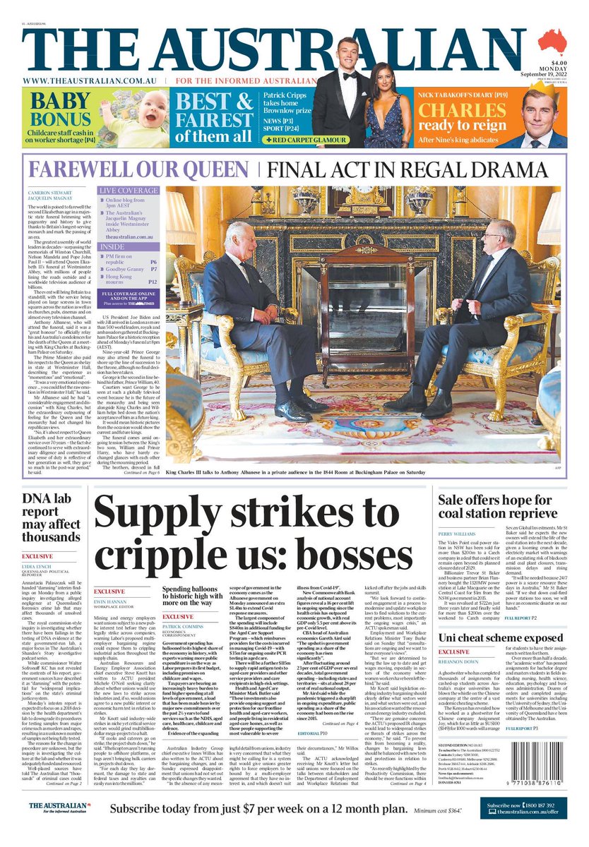 SUPPLY STRIKES TO CRIPPLE US: BOSSES

Mining and energy employers want unions subject to a new public interest test before they can ­legally strike across companies, warning Labor’s proposed multi-employer bargaining regime could expose them to crippling ­industrial action.