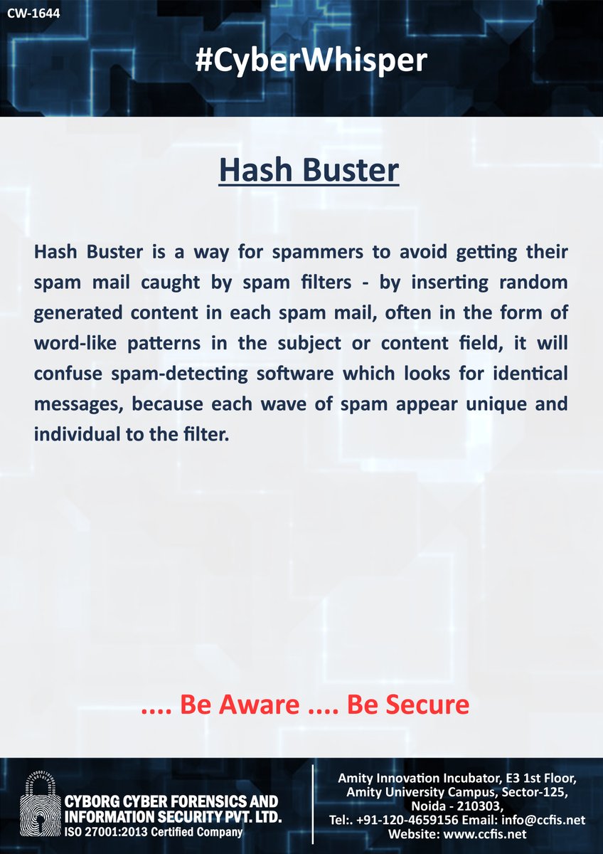 ccfis's tweet photo. #CyberWhisper #CyberSecurity #HashBuster https://t.co/6g9mIwyQ2A