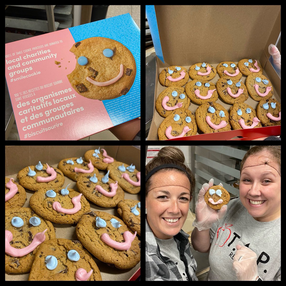 The Tim Hortons Smile Cookie Campaign begins today! 🎉

Our team members and two wonderful volunteers were at both sites last night decorating the first batch of cookies!

- - > Every single dollar from every single Smile Cookie goes directly back into the our community.  ❤️