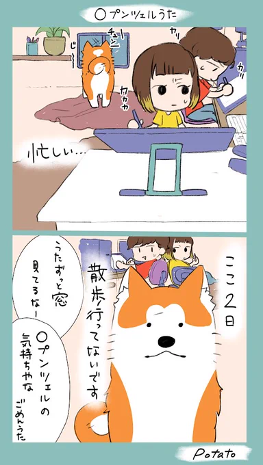 「○プンツェルうた」
今日は部屋の窓から眺めてるうたくんです🤣
ラ○ンツェルのようになっちゃう散歩が大好きなうたです😂
散歩行けない時もあるんだよと言い聞かせてます…ごめん…うた… 