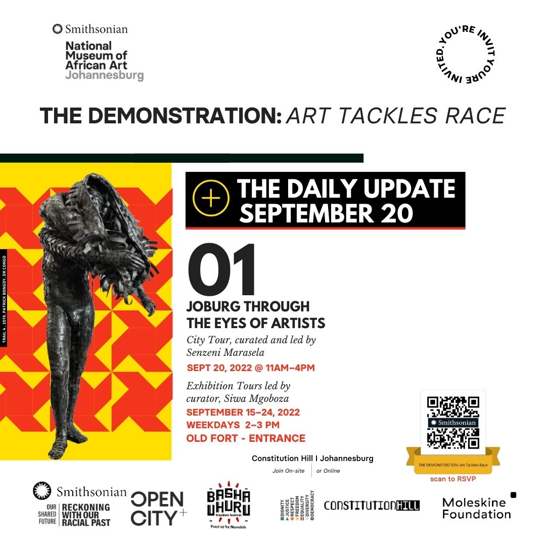 BashaUhuru's tweet photo. Book: https://t.co/SfvEtVHjwt your spot for the Joburg Through the Eyes of Artists City Tours happening on the 20th & 24th of Sep 2022. These tours are led & curated by the featured artists themselves as part of The Demonstration 10-day art experiences. #Basha10 #TheDemonstration https://t.co/xMVxoDuHUQ