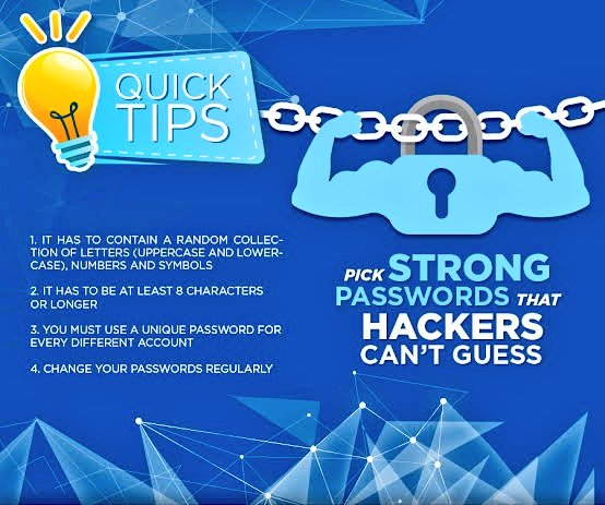 #Quick_Tips : नागरिकांनी त्यांच्या सोशल मीडिया व ईतर महत्वाच्या खात्यांच्या पासवर्डसंदर्भात काळजी घ्यावी व आपले खाते हॅक होण्यापासून वाचवावे.

<a href="/IPS_Bachchan/">Bachchan Singh</a> @digp_range <a href="/DGPMaharashtra/">महाराष्ट्र पोलीस - Maharashtra Police</a> <a href="/maharashtra_hmo/">HMO Maharashtra</a> <a href="/InfoWashim/">जिल्हा माहिती कार्यालय वाशिम</a> <a href="/CybercellWashim/">Cyber Police Station Washim</a> <a href="/MahaCyber1/">Maharashtra Cyber</a>